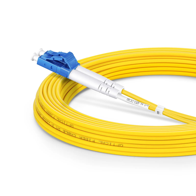 SFPS 5m (16ft) Fiber Patch Cable, 2 Fibers, LC UPC Duplex to LC APC Duplex, Single Mode (OS2), Riser (OFNR), 2.0mm, Tight-Buffered, Yellow SFPS
