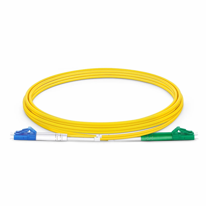 SFPS 2m (7ft) Fiber Patch Cable, 2 Fibers, LC UPC Duplex to LC APC Duplex, Single Mode (OS2), Riser (OFNR), 2.0mm, Tight-Buffered, Yellow SFPS