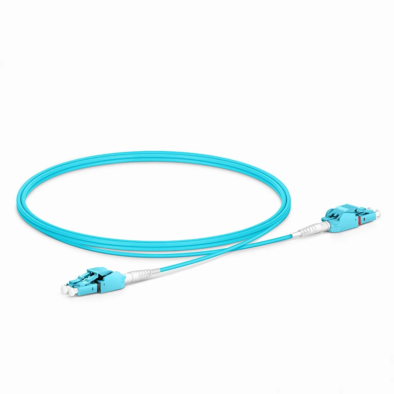 SFPS 1m (3ft) Fiber Patch Cable, 2 Fibers, LC UPC Duplex to LC UPC Duplex Switchable Clip Uniboot, Multimode (OM3), Riser (OFNR), 2.0mm, Aqua SFPS