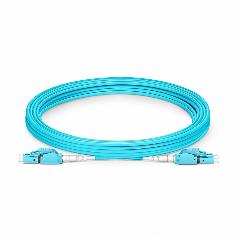SFPS 5m (16ft) Fiber Patch Cable, 2 Fibers, LC UPC Duplex to LC UPC Duplex Switchable Clip Uniboot, Multimode (OM3), Riser (OFNR), 2.0mm, Aqua SFPS