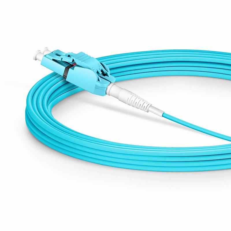 SFPS 5m (16ft) Fiber Patch Cable, 2 Fibers, LC UPC Duplex to LC UPC Duplex Switchable Clip Uniboot, Multimode (OM3), Riser (OFNR), 2.0mm, Aqua SFPS