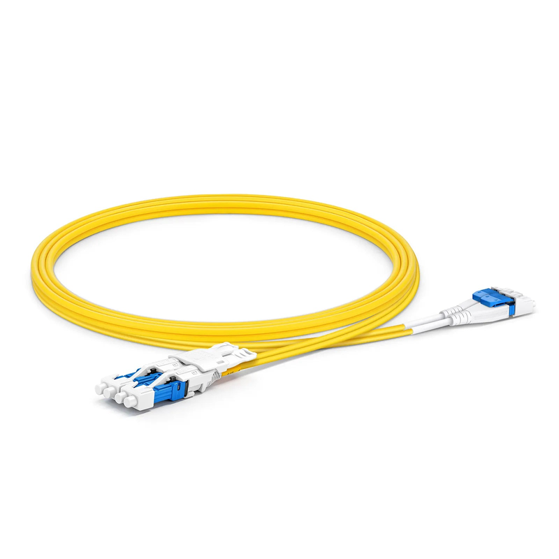 SFPS 1m (3ft) Fiber Patch Cable, 4 Fibers, 2 x CSA UPC Duplex to 2 x LC UPC Duplex Flat Clip Uniboot, Single Mode (OS2), Riser (OFNR), 2.0mm, Yellow, for 200/400/800G Network Connection SFPS