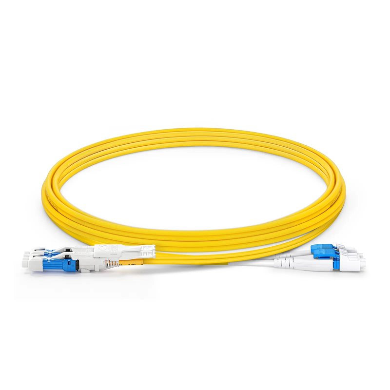 SFPS 2m (7ft) Fiber Patch Cable, 4 Fibers, 2 x CSA UPC Duplex to 2 x LC UPC Duplex Flat Clip Uniboot, Single Mode (OS2), Riser (OFNR), 2.0mm, Yellow, for 200/400/800G Network Connection SFPS