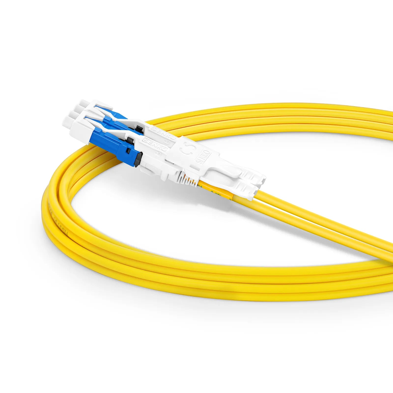 SFPS 2m (7ft) Fiber Patch Cable, 4 Fibers, 2 x CSA UPC Duplex to 2 x LC UPC Duplex Flat Clip Uniboot, Single Mode (OS2), Riser (OFNR), 2.0mm, Yellow, for 200/400/800G Network Connection SFPS