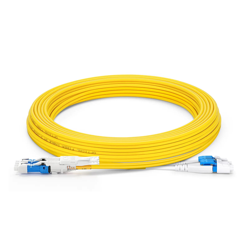 SFPS 5m (16ft) Fiber Patch Cable, 4 Fibers, 2 x CSA UPC Duplex to 2 x LC UPC Duplex Flat Clip Uniboot, Single Mode (OS2), Riser (OFNR), 2.0mm, Yellow, for 200/400/800G Network Connection SFPS