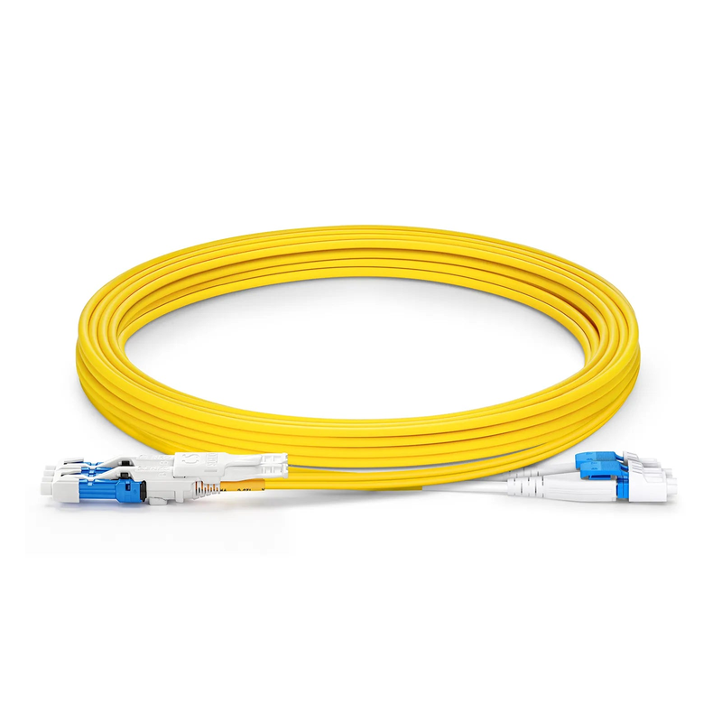 SFPS 3m (10ft) Fiber Patch Cable, 4 Fibers, 2 x CSA UPC Duplex to 2 x LC UPC Duplex Flat Clip Uniboot, Single Mode (OS2), Riser (OFNR), 2.0mm, Yellow, for 200/400/800G Network Connection SFPS