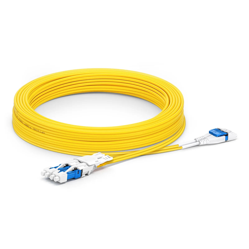 SFPS 10m (33ft) Fiber Patch Cable, 4 Fibers, 2 x CSA UPC Duplex to 2 x LC UPC Duplex Flat Clip Uniboot, Single Mode (OS2), Riser (OFNR), 2.0mm, Yellow, for 200/400/800G Network Connection SFPS