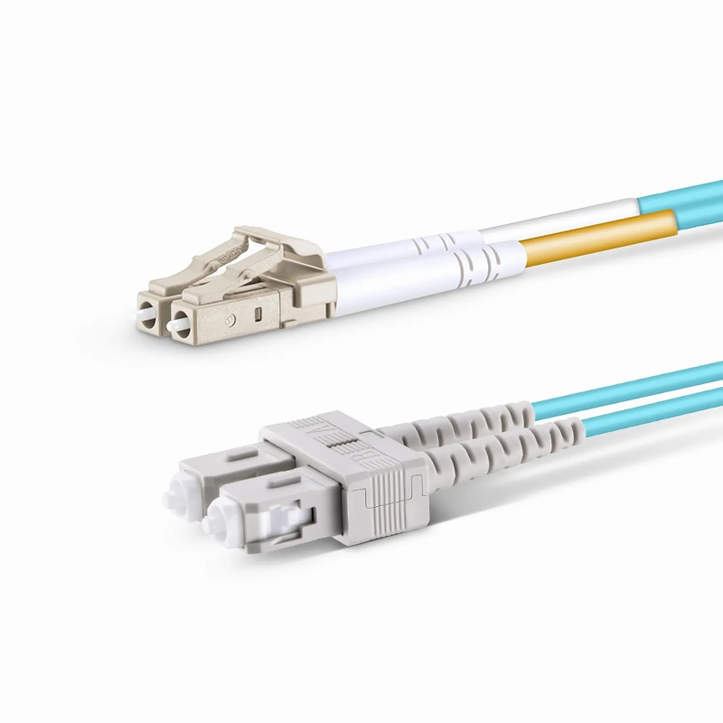 SFPS 7m (23ft) Fiber Patch Cable, 2 Fibers, LC UPC Duplex to SC UPC Duplex, Multimode (OM3), Riser (OFNR), 2.0mm, Tight-Buffered, Aqua SFPS