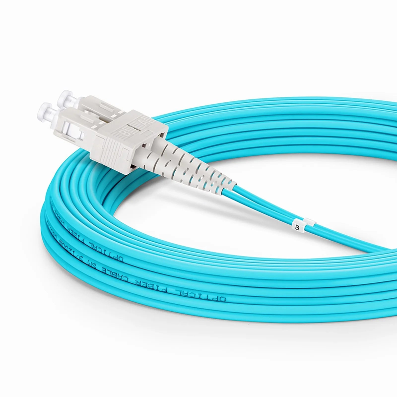 SFPS 5m (16ft) Fiber Patch Cable, 2 Fibers, LC UPC Duplex to SC UPC Duplex, Multimode (OM3), Riser (OFNR), 2.0mm, Tight-Buffered, Aqua SFPS