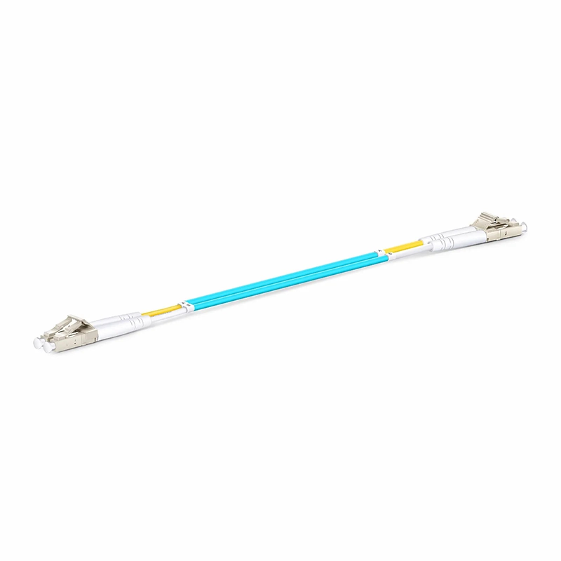 SFPS 0.3m (0.98ft) Fiber Patch Cable, 2 Fibers, LC UPC Duplex to LC UPC Duplex, Multimode (OM3), Riser (OFNR), 2.0mm, Tight-Buffered, Aqua SFPS