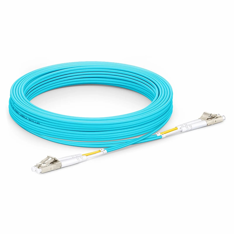 SFPS 10m (33ft) Fiber Patch Cable, 2 Fibers, LC UPC Duplex to LC UPC Duplex, Multimode (OM3), Riser (OFNR), 2.0mm, Tight-Buffered, Aqua SFPS