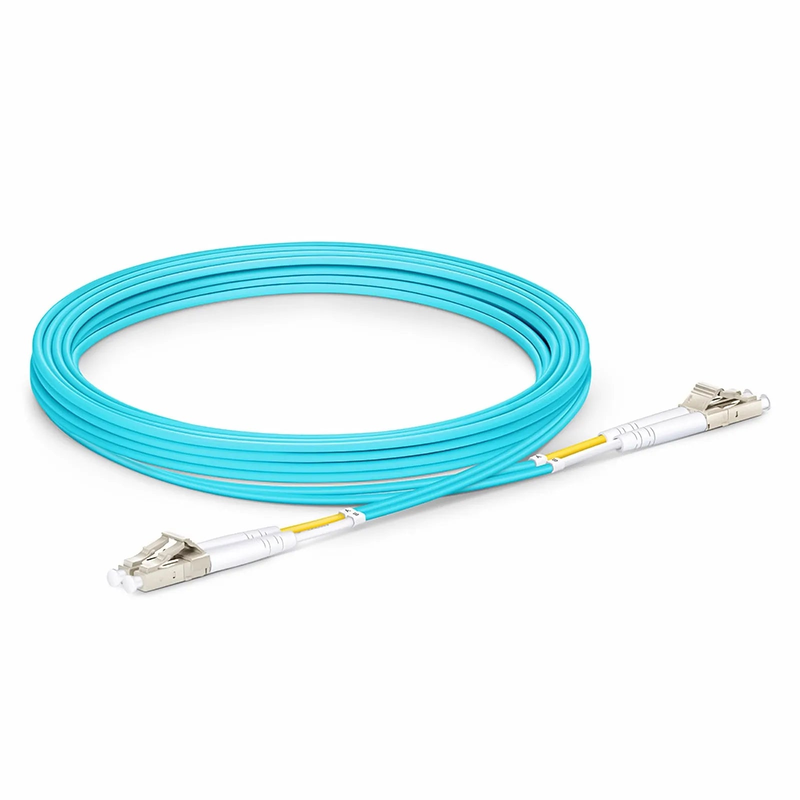 SFPS 3m (10ft) Fiber Patch Cable, 2 Fibers, LC UPC Duplex to LC UPC Duplex, Multimode (OM3), Riser (OFNR), 2.0mm, Tight-Buffered, Aqua SFPS