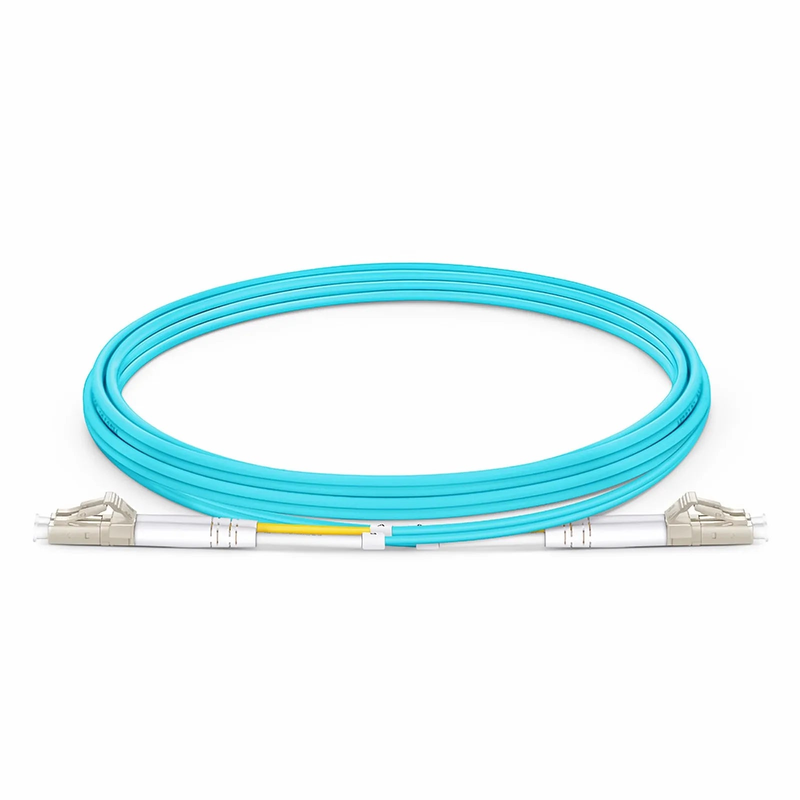 SFPS 2m (7ft) Fiber Patch Cable, 2 Fibers, LC UPC Duplex to LC UPC Duplex, Multimode (OM3), Riser (OFNR), 2.0mm, Tight-Buffered, Aqua