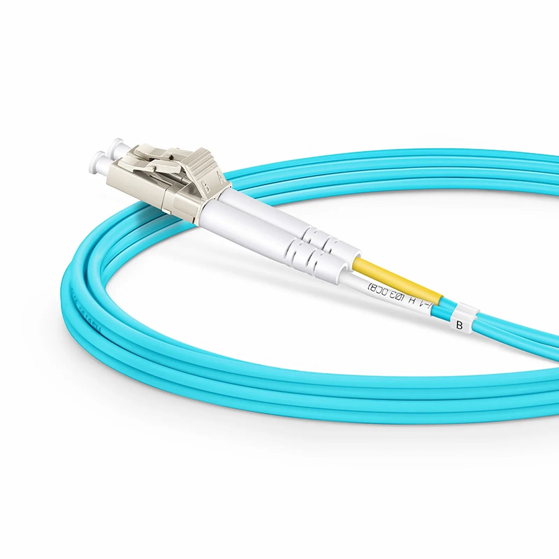 SFPS 2m (7ft) Fiber Patch Cable, 2 Fibers, LC UPC Duplex to LC UPC Duplex, Multimode (OM3), Riser (OFNR), 2.0mm, Tight-Buffered, Aqua
