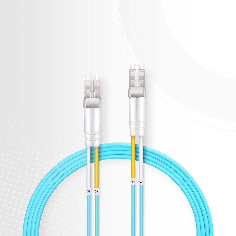 SFPS 4m (13ft) Fiber Patch Cable, 2 Fibers, LC UPC Duplex to LC UPC Duplex, Multimode (OM3), Riser (OFNR), 2.0mm, Tight-Buffered, Aqua SFPS
