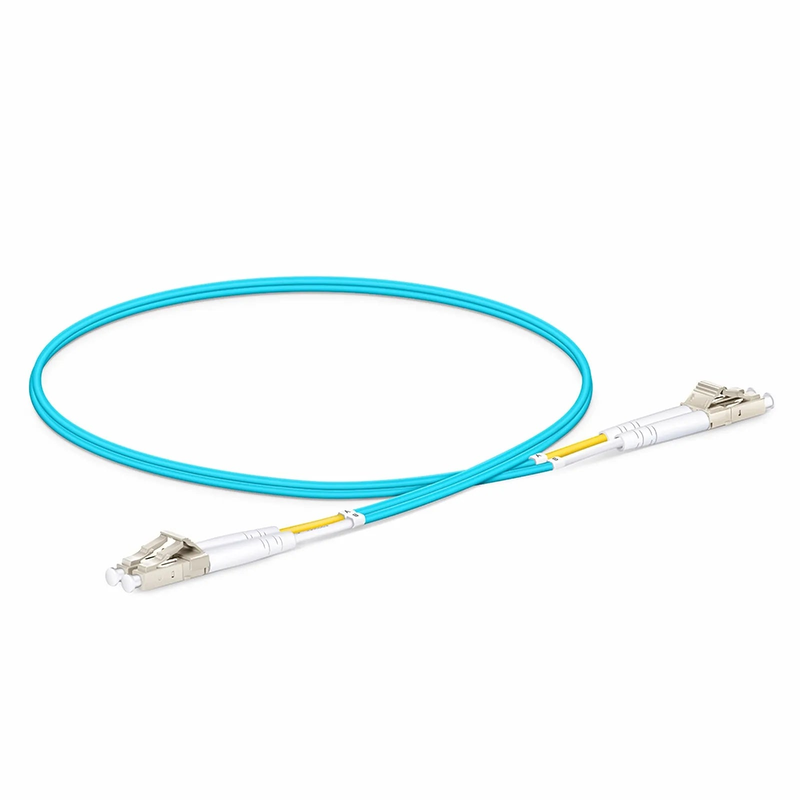 SFPS 0.5m (1.6ft) Fiber Patch Cable, 2 Fibers, LC UPC Duplex to LC UPC Duplex, Multimode (OM3), Riser (OFNR), 2.0mm, Tight-Buffered, Aqua SFPS