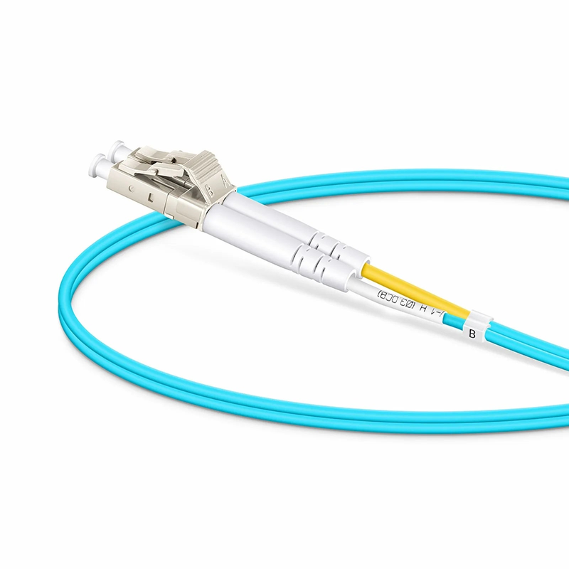 SFPS 0.5m (1.6ft) Fiber Patch Cable, 2 Fibers, LC UPC Duplex to LC UPC Duplex, Multimode (OM3), Riser (OFNR), 2.0mm, Tight-Buffered, Aqua SFPS