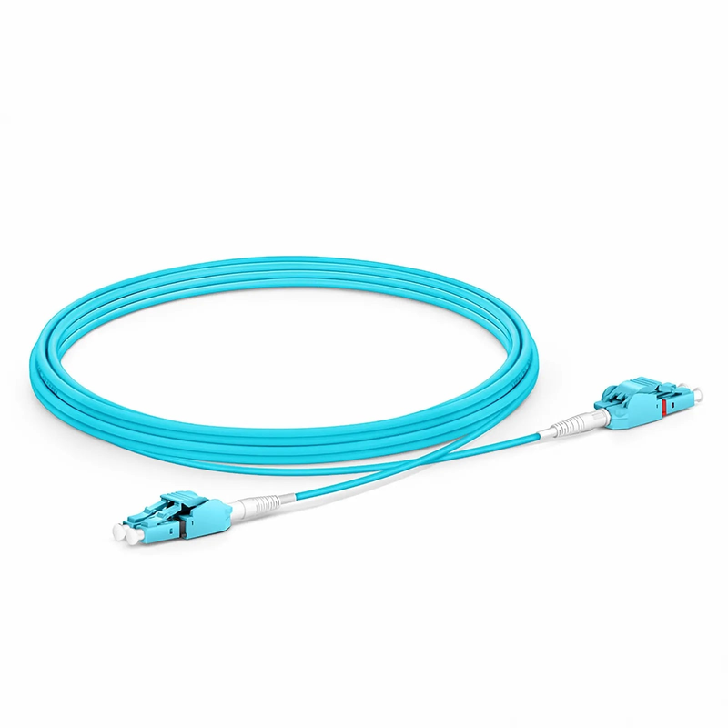 SFPS 3m (10ft) Fiber Patch Cable, 2 Fibers, LC UPC Duplex to LC UPC Duplex Switchable Clip Uniboot, Multimode (OM4), Riser (OFNR), 2.0mm, Aqua SFPS