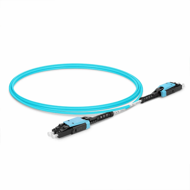 SFPS 1m (3ft) Fiber Patch Cable, 2 Fibers, LC UPC Duplex to LC UPC Duplex Flat Clip with Push-Pull Boot Uniboot, Multimode (OM4), Riser (OFNR), 2.0mm, Aqua SFPS