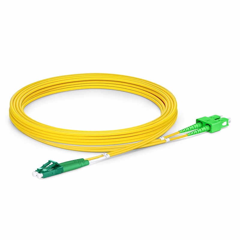 SFPS 3m (10ft) Fiber Patch Cable, 2 Fibers, LC APC Duplex to SC APC Duplex, Single Mode (OS2), Riser (OFNR), 2.0mm, Tight-Buffered, Yellow SFPS