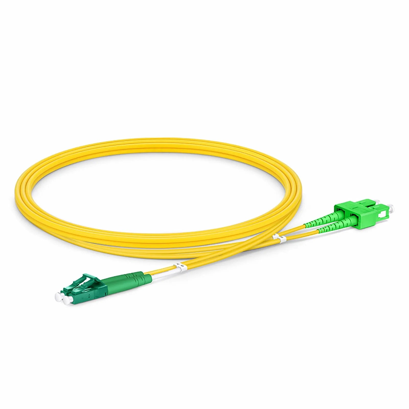 SFPS 1m (3ft) Fiber Patch Cable, 2 Fibers, LC APC Duplex to SC APC Duplex, Single Mode (OS2), Riser (OFNR), 2.0mm, Tight-Buffered, Yellow SFPS