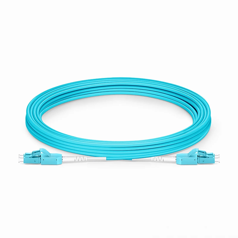 SFPS 5m (16ft) Fiber Patch Cable, 2 Fibers, LC UPC Duplex to LC UPC Duplex Standard Clip Uniboot, Multimode (OM3), Riser (OFNR), 2.0mm, Aqua SFPS