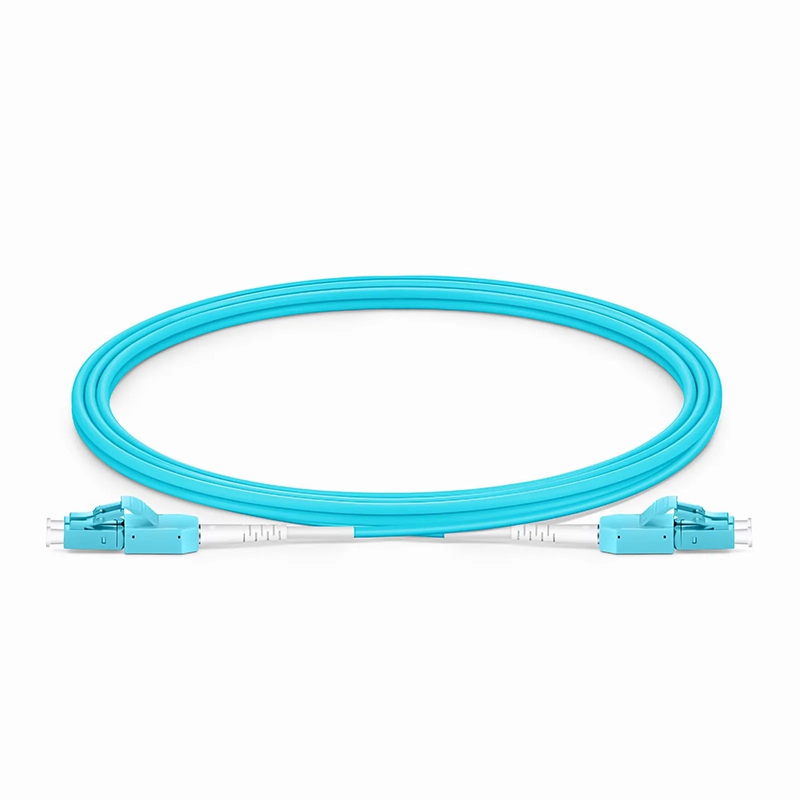 SFPS 2m (7ft) Fiber Patch Cable, 2 Fibers, LC UPC Duplex to LC UPC Duplex Standard Clip Uniboot, Multimode (OM3), Riser (OFNR), 2.0mm, Aqua SFPS