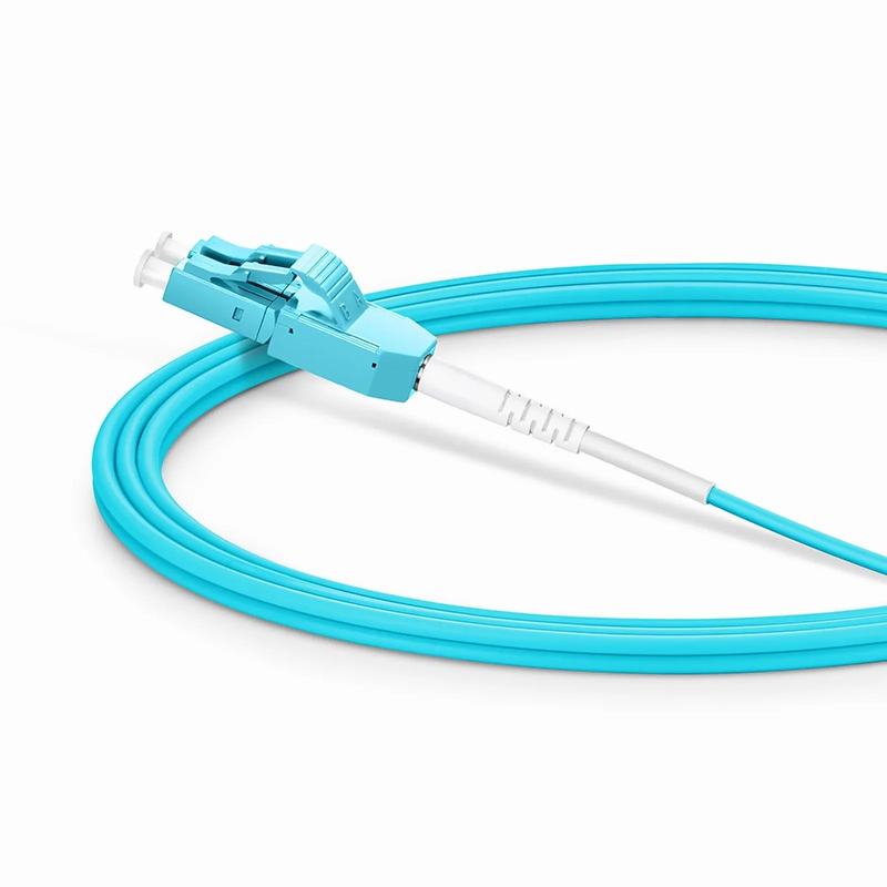 SFPS 2m (7ft) Fiber Patch Cable, 2 Fibers, LC UPC Duplex to LC UPC Duplex Standard Clip Uniboot, Multimode (OM3), Riser (OFNR), 2.0mm, Aqua SFPS