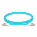SFPS 2m (7ft) Fiber Patch Cable, 2 Fibers, Short Boot, LC UPC Duplex to LC UPC Duplex, Multimode (OM4), Riser (OFNR), 2.0mm, Tight-Buffered, Aqua SFPS