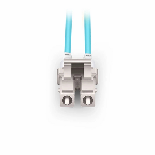 SFPS 0.5m (1.6ft) Fiber Patch Cable, 2 Fibers, Short Boot, LC UPC Duplex to LC UPC Duplex, Multimode (OM4), Riser (OFNR), 2.0mm, Tight-Buffered, Aqua SFPS