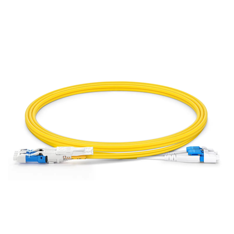 SFPS 1m (3ft) Fiber Patch Cable, 4 Fibers, 2 x CSA UPC Duplex to 2 x LC UPC Duplex Flat Clip Uniboot, Single Mode (OS2), Riser (OFNR), 2.0mm, Yellow, for 200/400/800G Network Connection SFPS