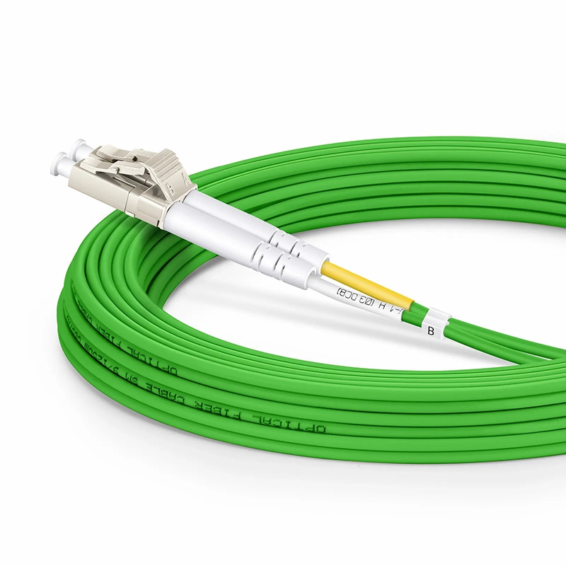 SFPS 5m (16ft) Fiber Patch Cable, 2 Fibers, LC UPC Duplex to LC UPC Duplex, Multimode (OM5), Riser (OFNR), 2.0mm, Tight-Buffered, Lime Green SFPS