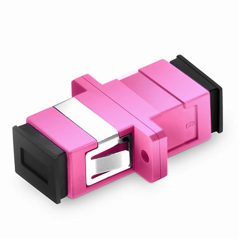 SFPS SC/UPC to SC/UPC Simplex OM4 Multimode Plastic Fiber Optic Adapter/Coupler with Flange, Violet SFPS