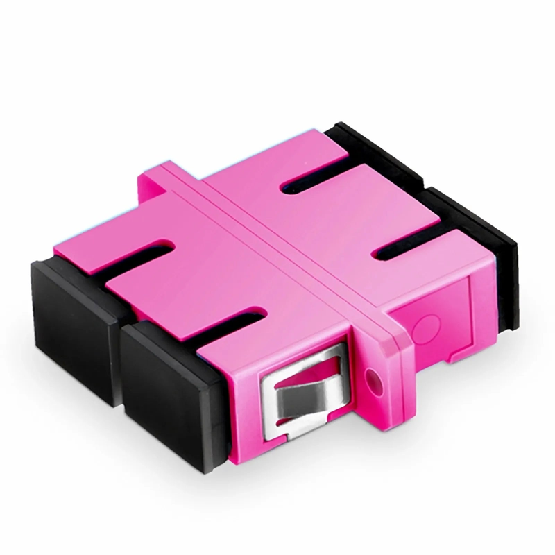 SFPS SC/UPC to SC/UPC Duplex OM4 Multimode Plastic Fiber Optic Adapter/Coupler with Flange, Violet SFPS