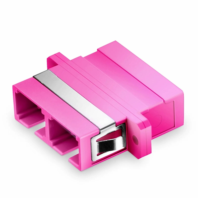 SFPS SC/UPC to SC/UPC Duplex OM4 Multimode Plastic Fiber Optic Adapter/Coupler with Flange, Violet SFPS