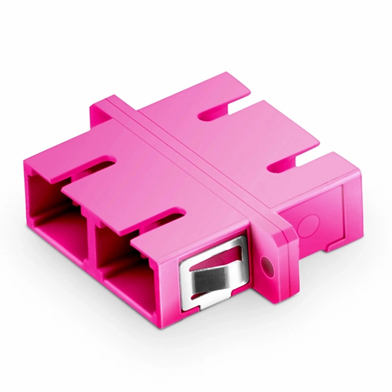 SFPS SC/UPC to SC/UPC Duplex OM4 Multimode Plastic Fiber Optic Adapter/Coupler with Flange, Violet SFPS