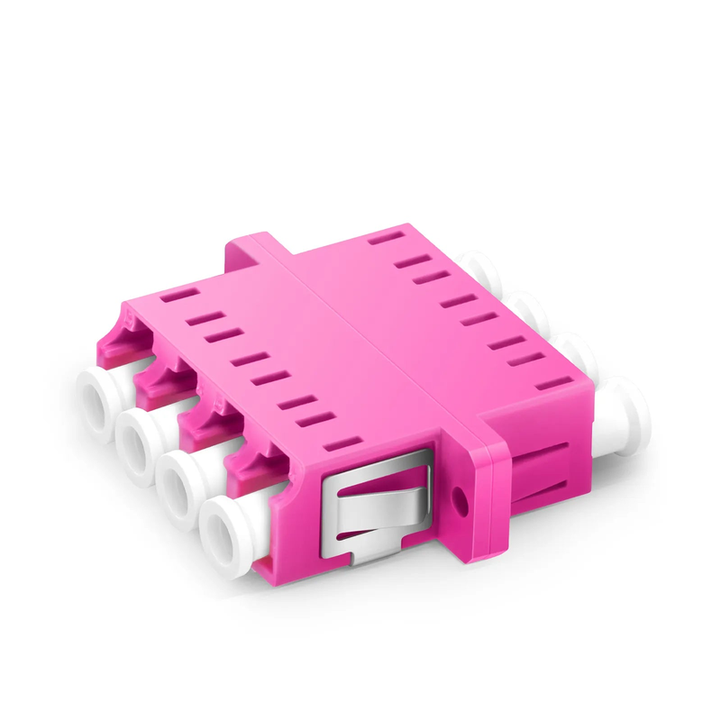 SFPS LC/UPC to LC/UPC Quad OM4 Multimode Plastic Fiber Adapter/Coupler with Flange, Violet SFPS