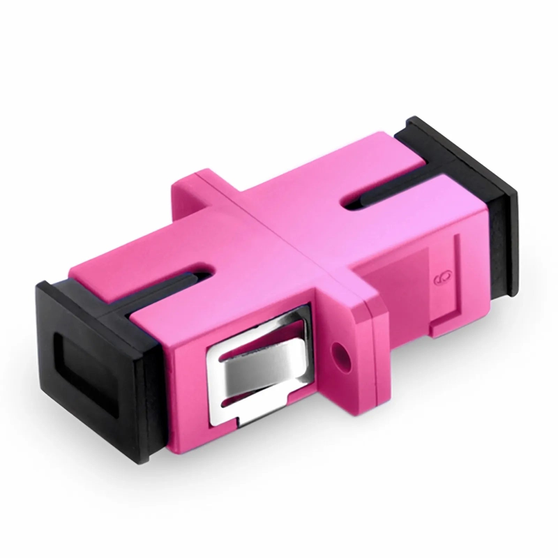SFPS SC/UPC to SC/UPC Simplex OM4 Multimode Plastic Fiber Optic Adapter/Coupler with Flange, Violet SFPS