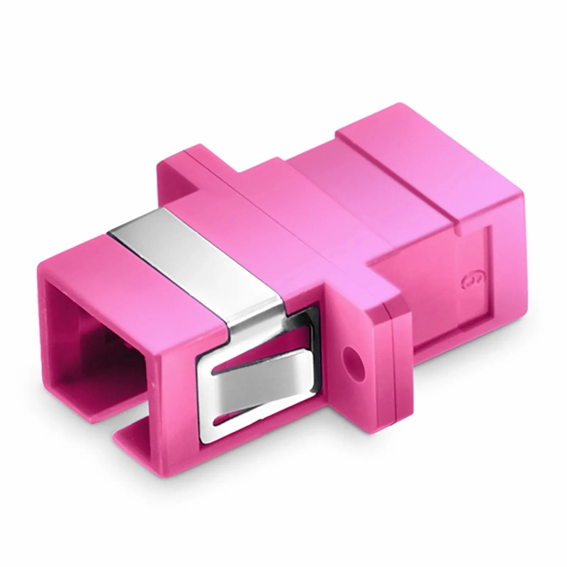 SFPS SC/UPC to SC/UPC Simplex OM4 Multimode Plastic Fiber Optic Adapter/Coupler with Flange, Violet SFPS