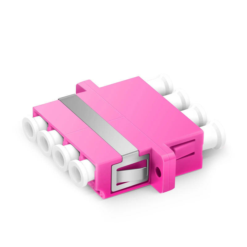 SFPS LC/UPC to LC/UPC Quad OM4 Multimode Plastic Fiber Adapter/Coupler with Flange, Violet SFPS