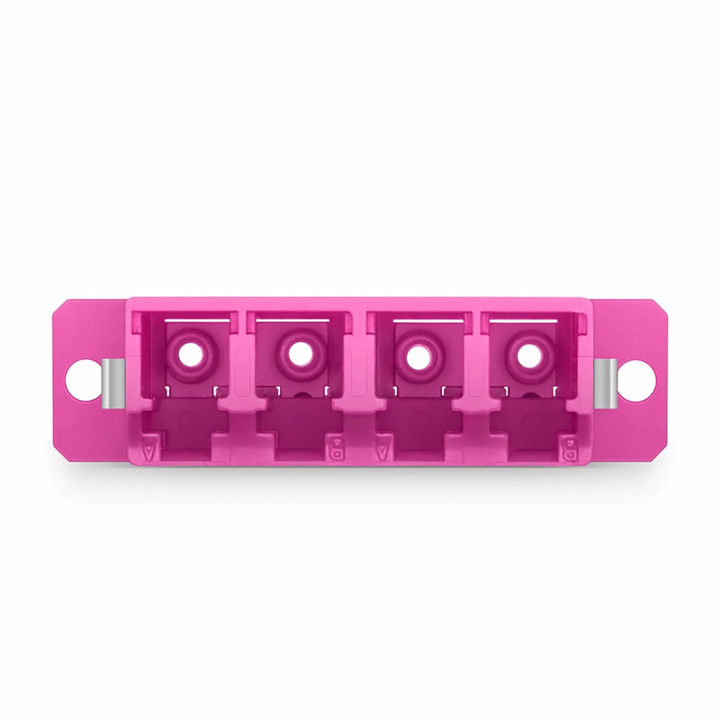 SFPS LC/UPC to LC/UPC Quad OM4 Multimode Plastic Fiber Adapter/Coupler with Flange, Violet SFPS