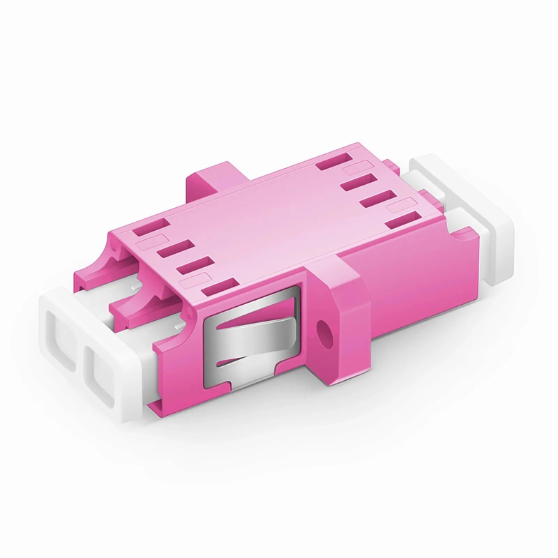 SFPS LC/UPC to LC/UPC Duplex OM4 Multimode SC Footprint Plastic Fiber Optic Adapter/Coupler with Flange, Violet, 10Pcs/Pack SFPS