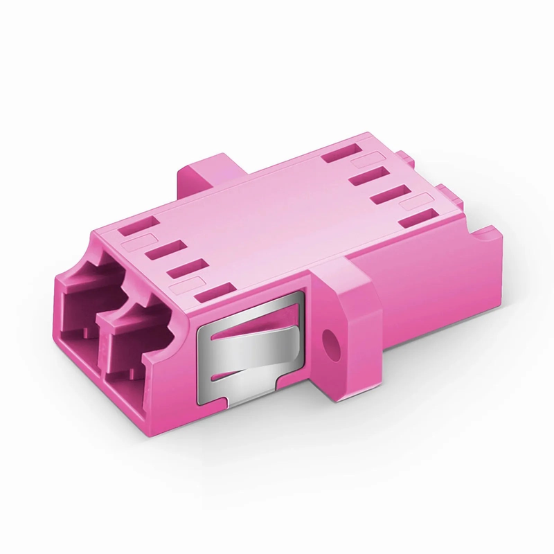 SFPS LC/UPC to LC/UPC Duplex OM4 Multimode SC Footprint Plastic Fiber Optic Adapter/Coupler with Flange, Violet, 10Pcs/Pack SFPS