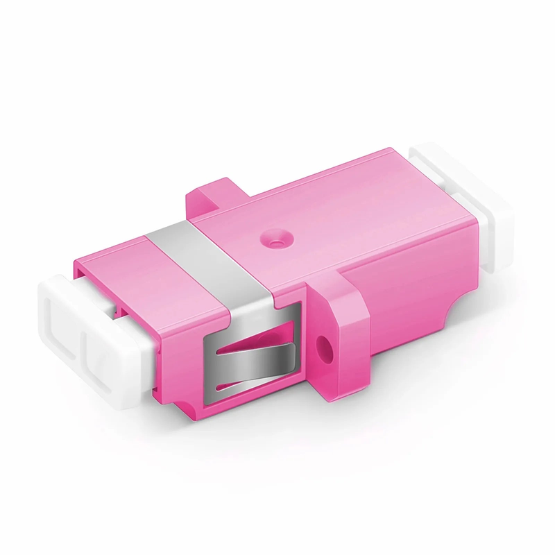 SFPS LC/UPC to LC/UPC Duplex OM4 Multimode SC Footprint Plastic Fiber Optic Adapter/Coupler with Flange, Violet, 10Pcs/Pack SFPS