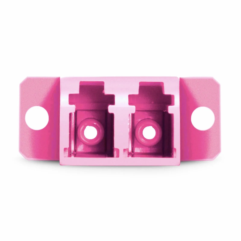SFPS LC/UPC to LC/UPC Duplex OM4 Multimode SC Footprint Plastic Fiber Optic Adapter/Coupler with Flange, Violet, 10Pcs/Pack SFPS