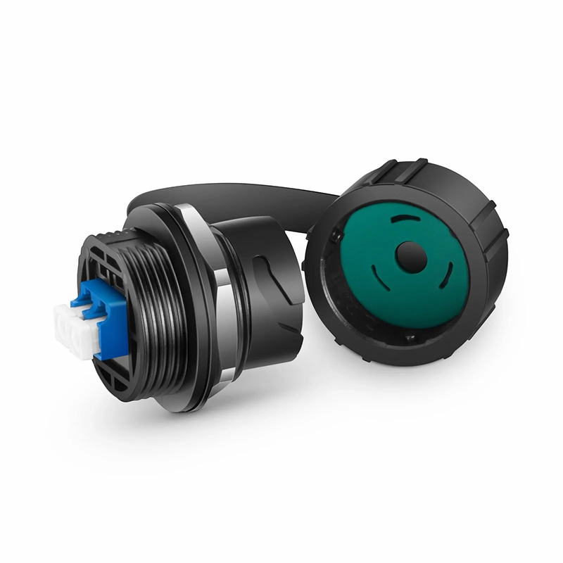 SFPS IP67 LC UPC OS2 Single Mode Bulkhead Adapter/Mating Sleeve with Dust Cap SFPS