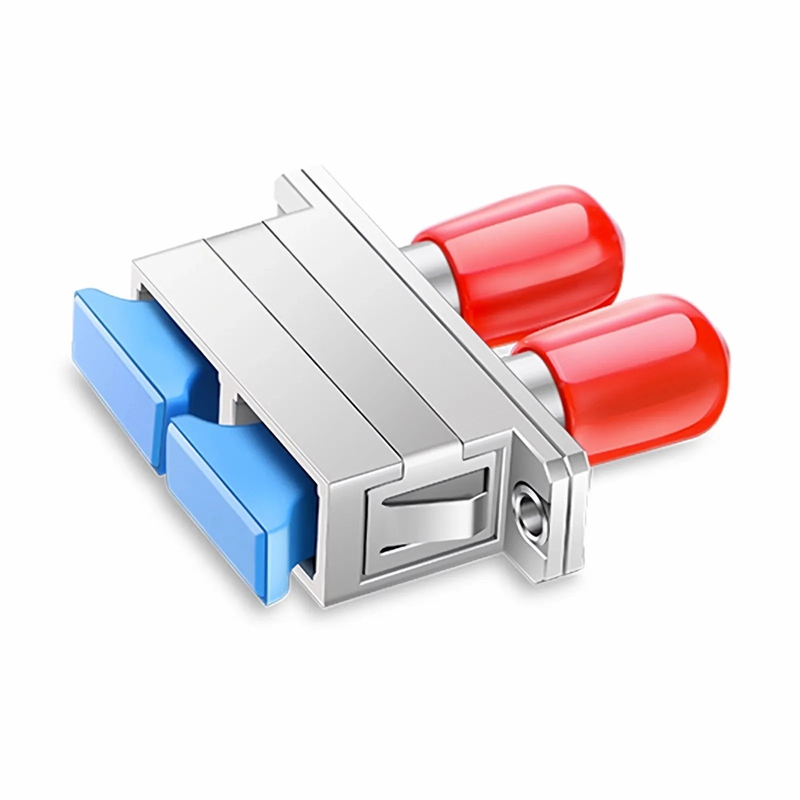 SFPS ST/UPC Female to SC/UPC Female Hybrid Duplex Single Mode/Multimode Metal Fiber Optic Adapter/Coupler with Flange SFPS