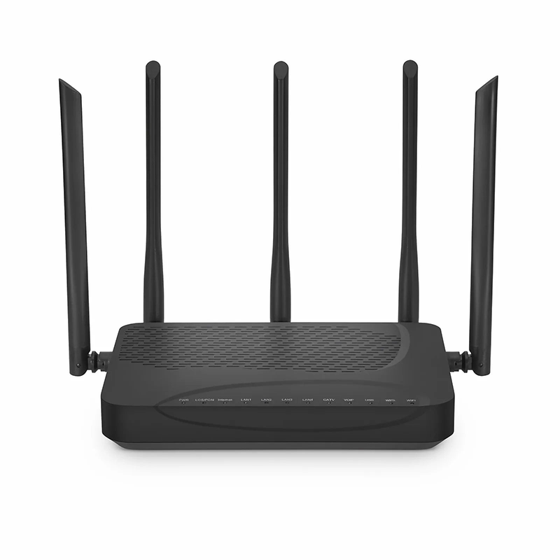 SFPS ONU1911-4GVC-W, XPON (GPON+EPON) ONU, with 1x PON, SC/UPC, 4x GE, 1x POTS, 1x USB, 1x RF, and 5x External Antennas (3000M WiFi 6) SFPS