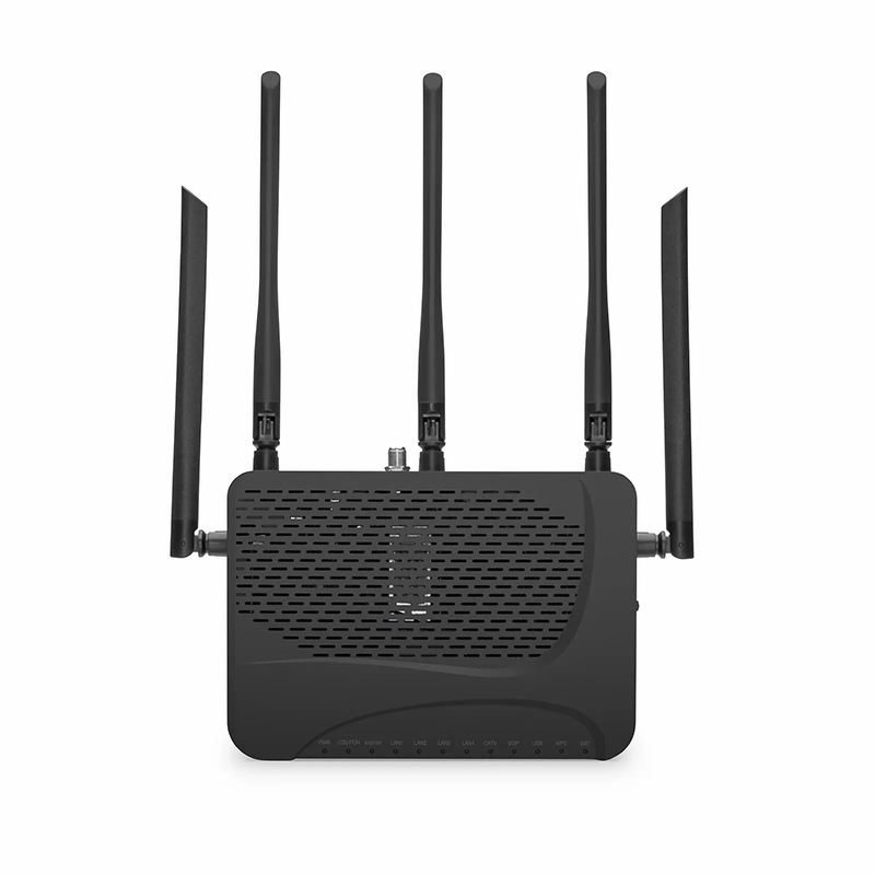 SFPS ONU1911-4GVC-W, XPON (GPON+EPON) ONU, with 1x PON, SC/UPC, 4x GE, 1x POTS, 1x USB, 1x RF, and 5x External Antennas (3000M WiFi 6) SFPS