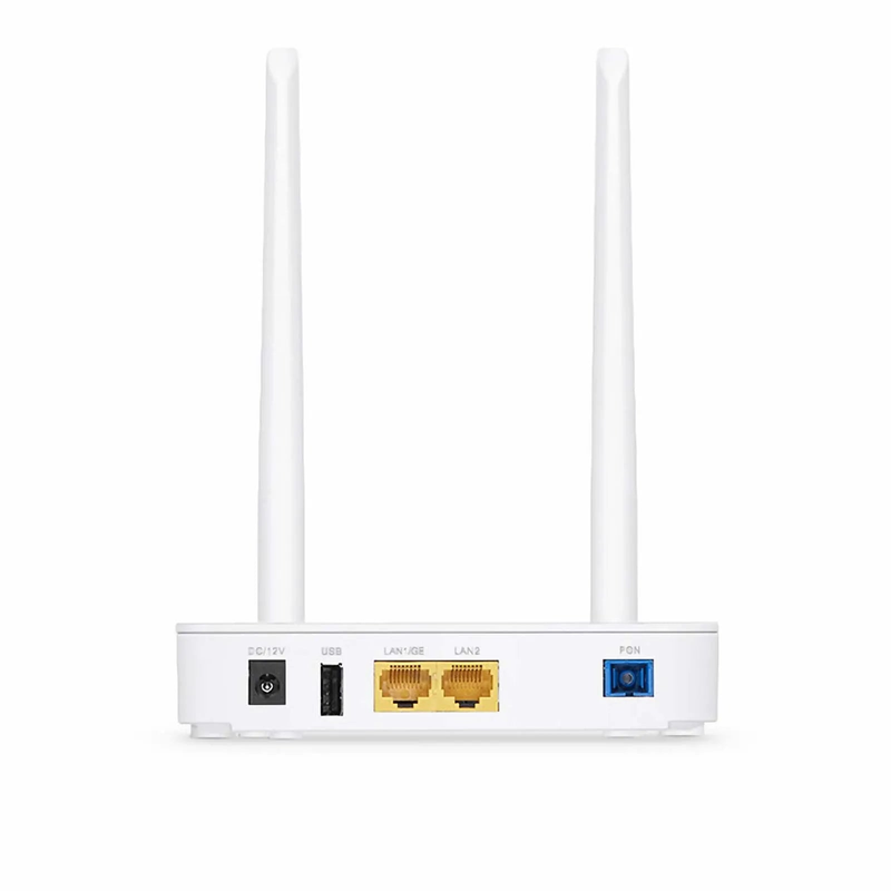 SFPS ONU1910-1GF-W, XPON (GPON + EPON) ONU, with 1 x PON, 1 x GE, 1 x FE, 1 x USB, and 2 x External Antennas (2.4GHz, 300Mbps WiFi 4) SFPS
